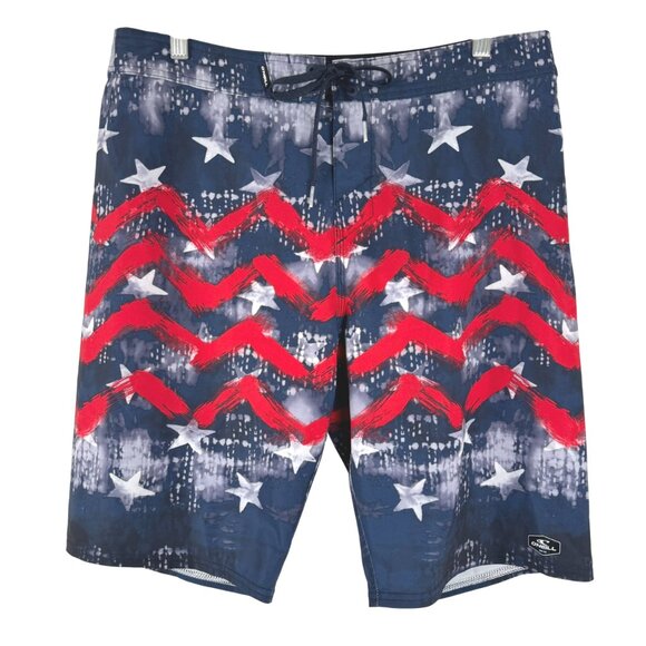 O'Neill Hyperfreak Boardshorts Mens Size 32 American Flag Patriotic SS-1980‎ - Picture 1 of 10